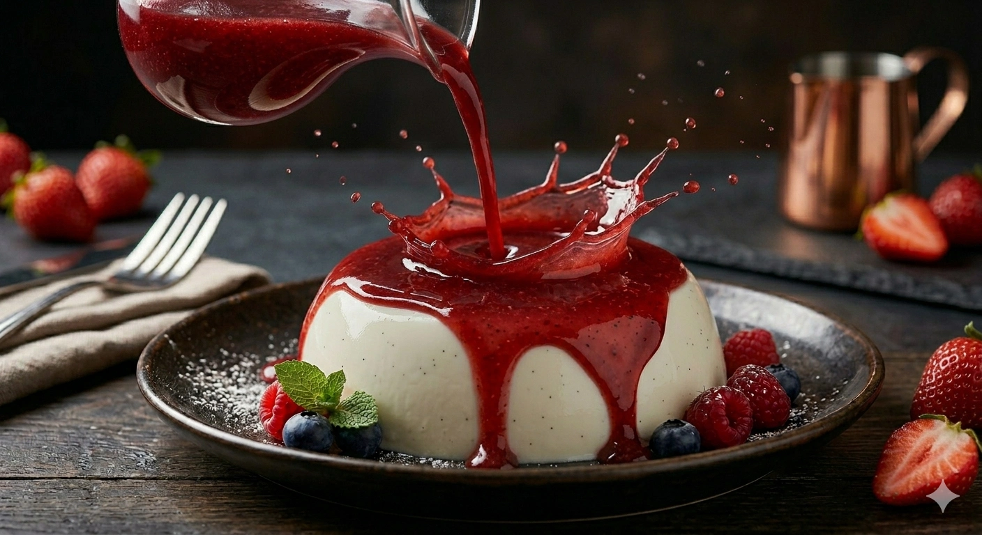 Strawberry panna cotta